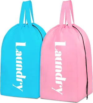 Sylfairy 2 Pack XL Laundry Bag with Strap,Heavy Duty Travel Laundry Bag,Rip-Stop Dirty Clothes Shoulder Bag with Drawstring,Easy Fit a Laundry Hamper or Basket Travel Essentials