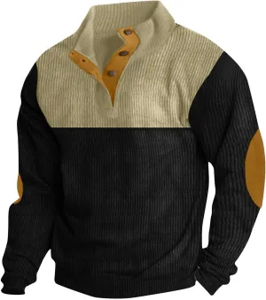 T Shirt for Mens Fall Winter Long Sleeve Neck Corduroy Tops Shirt Man 2025