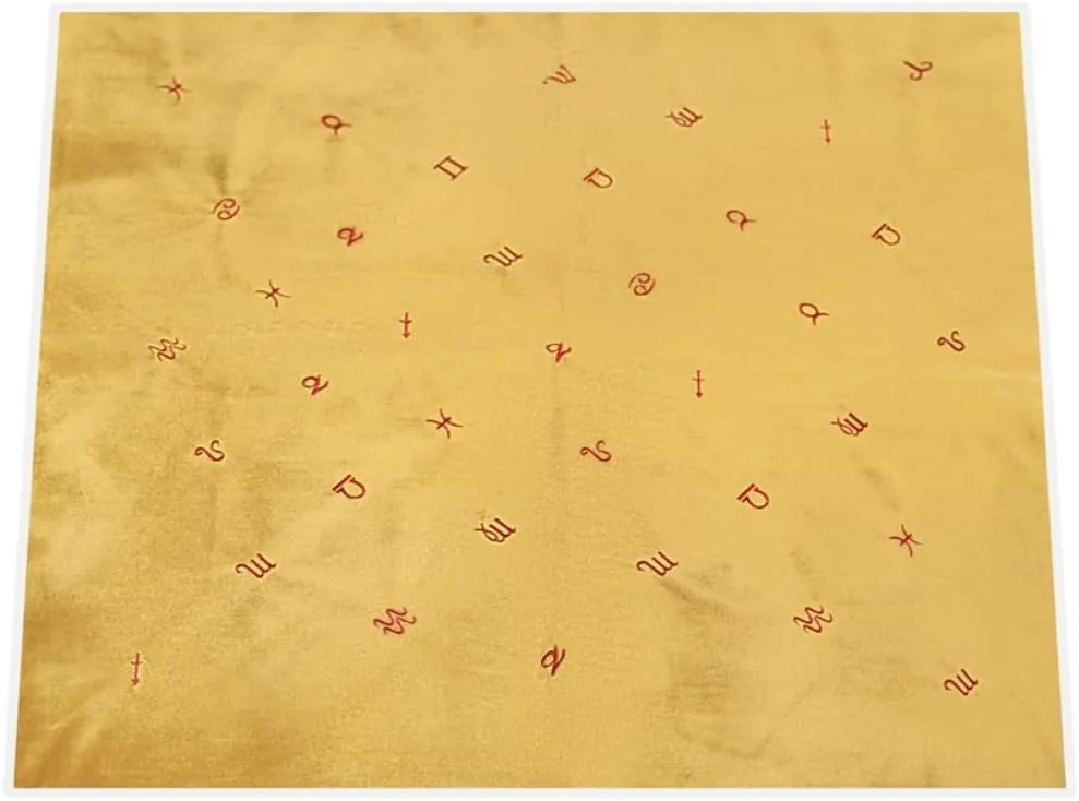 Tarot Tablecloth Embroidered Horoscope Square Divination with Bag Tarot Cloth Tarot Tablecloth and Bag Set (Gold)