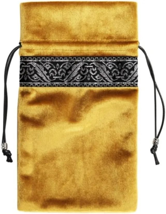 Tarot Tablecloth Embroidered Horoscope Square Divination with Bag Tarot Cloth Tarot Tablecloth and Bag Set (Gold)