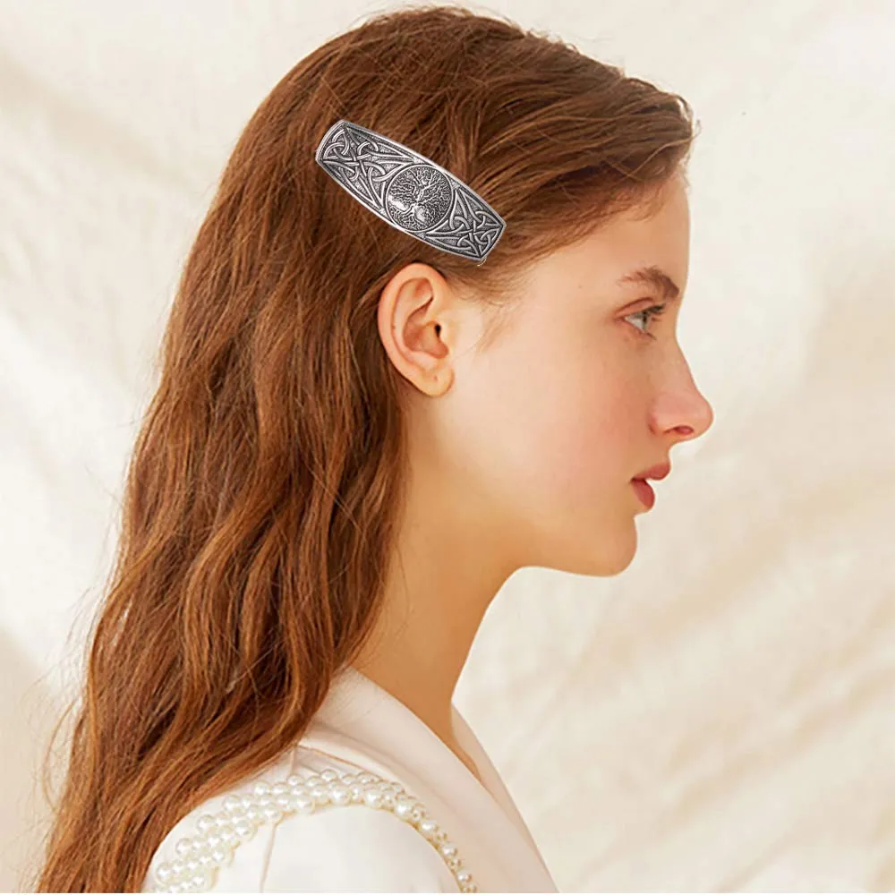 TEAMER Fashion Vintage Celtic Knot Hair Clip Metal Barrettes Hair Accessories Pattern Engraved Headwear Styling for Women