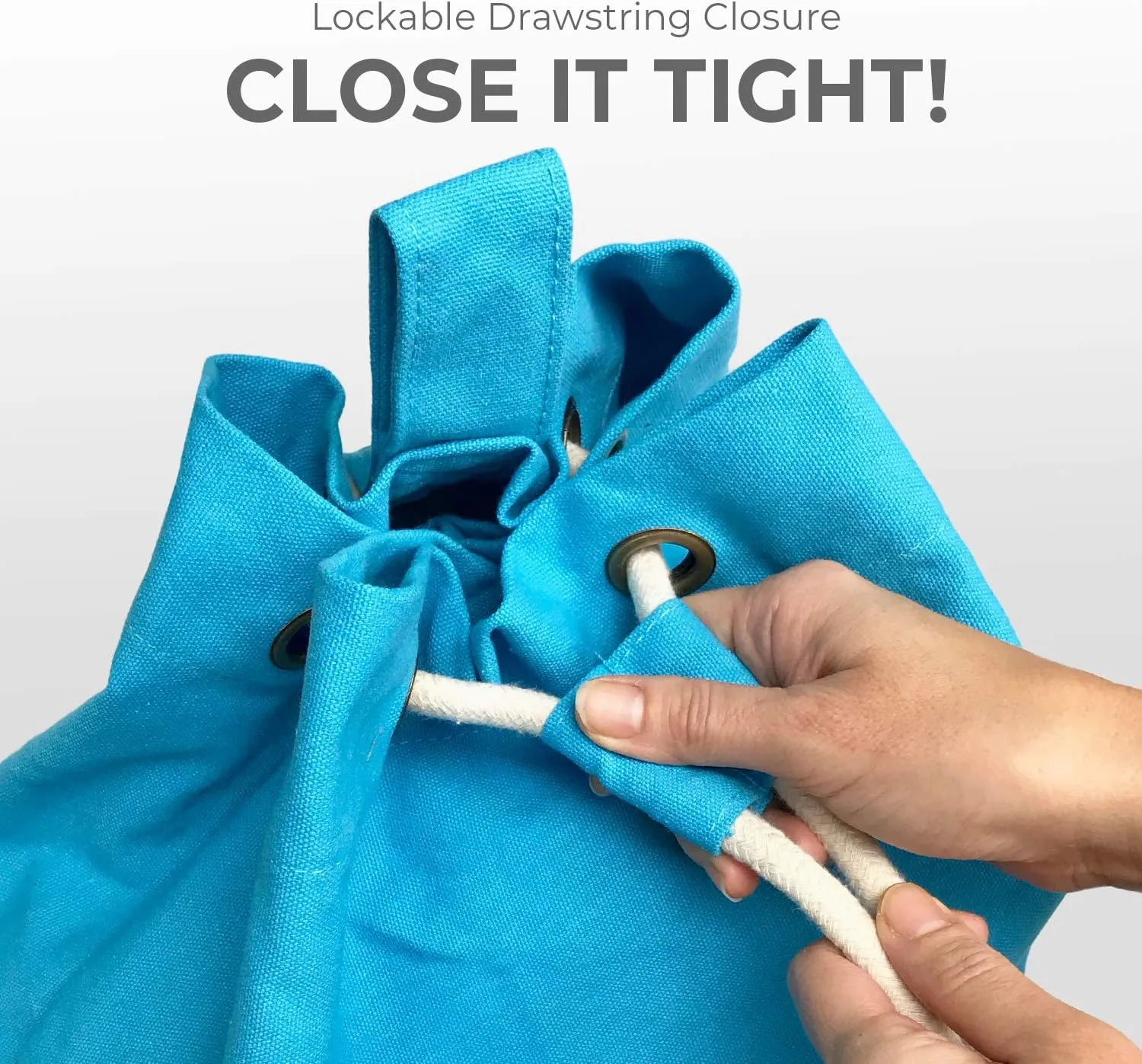 Teeo - Backpack Laundry Bag - College Dorm Essentials - Travel Laundry - Washable Laundry Bag - Backpack Large 25”X20” Drawstring 100% Sturdy Cotton Canvas, Hamper Storage Organizer (Blue)