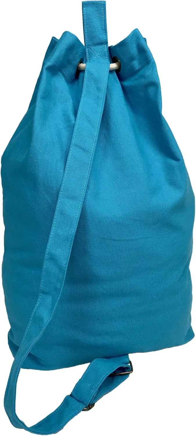 Teeo - Backpack Laundry Bag - College Dorm Essentials - Travel Laundry - Washable Laundry Bag - Backpack Large 25”X20” Drawstring 100% Sturdy Cotton Canvas, Hamper Storage Organizer (Blue)