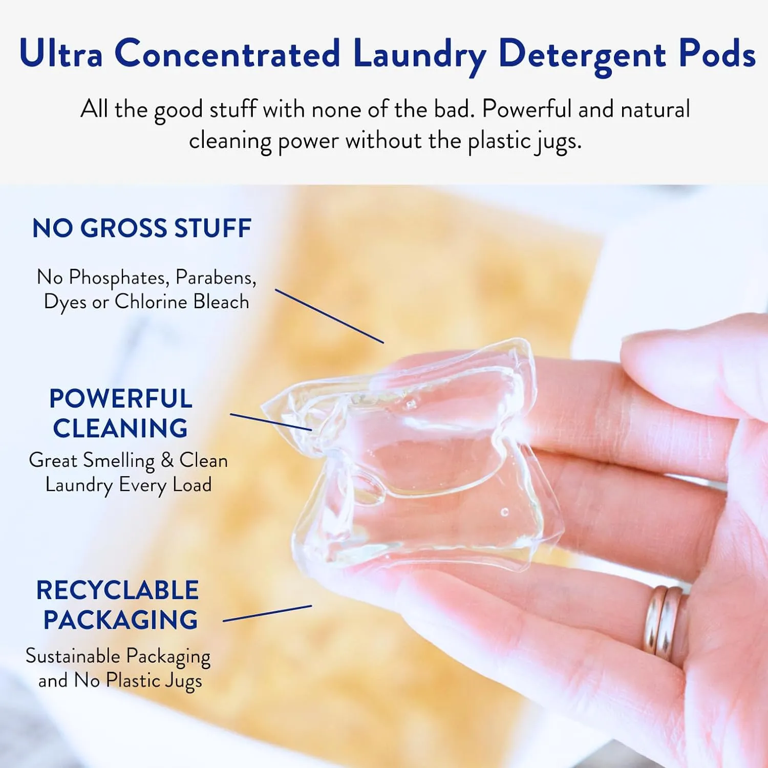 The Clean People Laundry Detergent Pods - Hypoallergenic Laundry Pods - Ultra Concentrated, Recyclable Packaging, Stain Fighting - Sweet Petals, 96 Pack