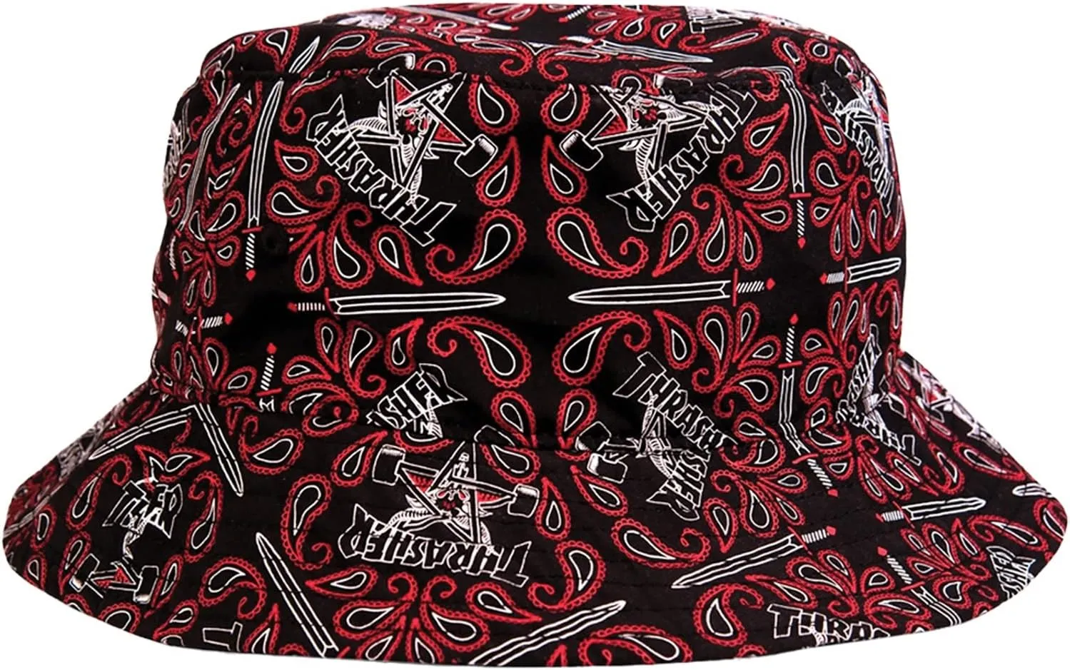 Thrasher Bandana Bucket HAT S/M-Black/RED