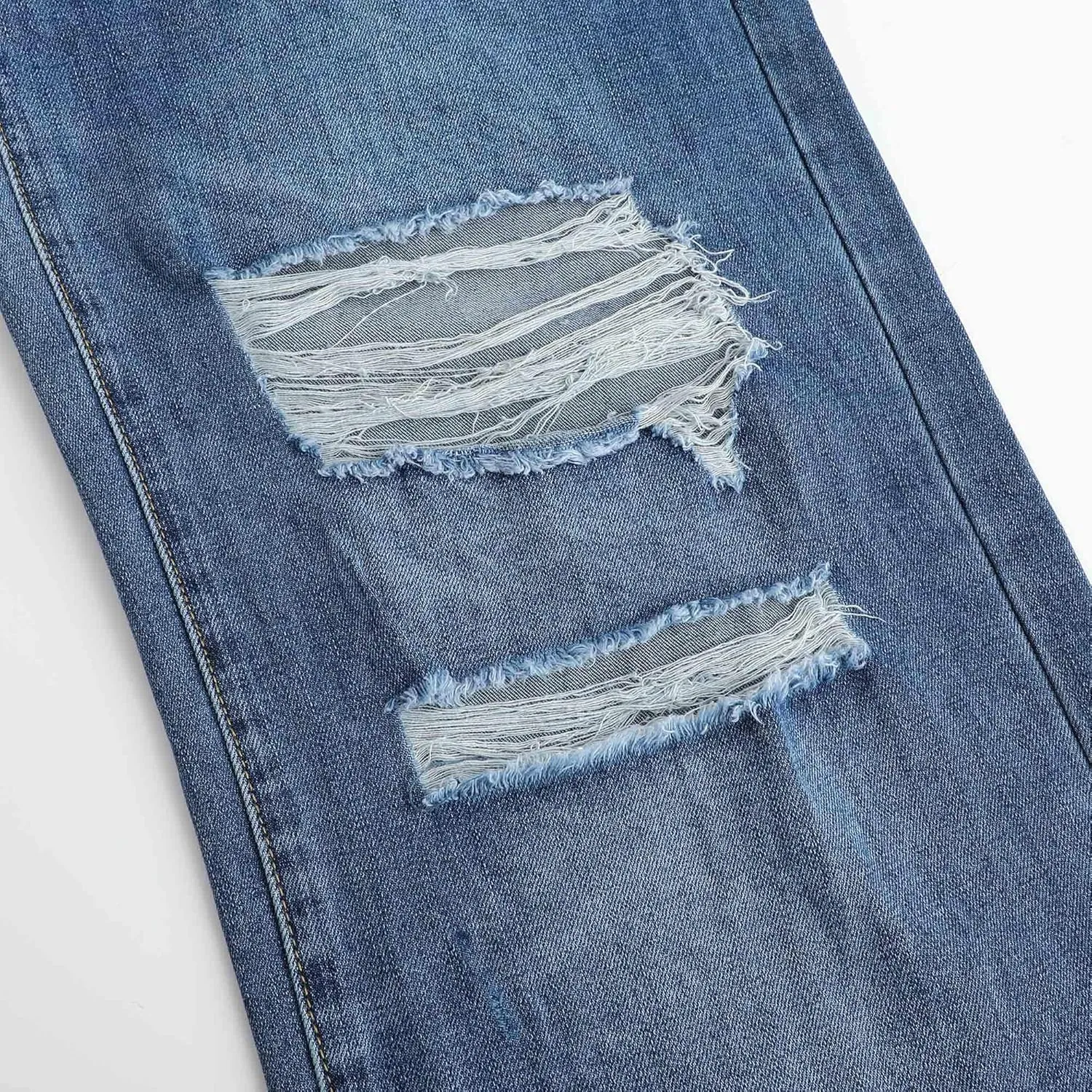 THUNDER STAR Womens High Waisted Wide Leg Jeans Stretchy Distressed Denim Pants