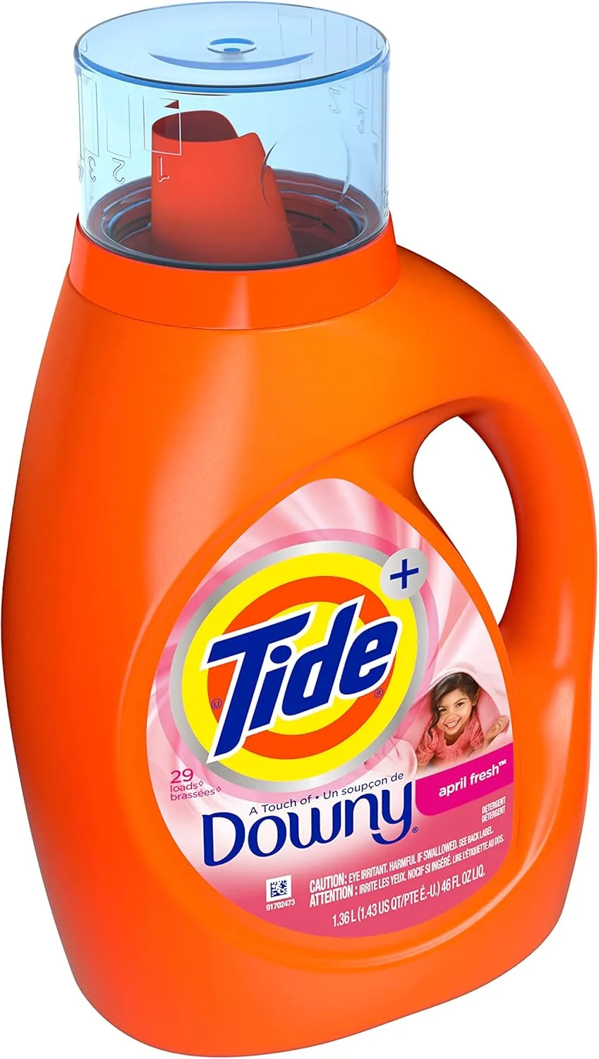 Tide Plus Downy Laundry Detergent Liquid Soap, April Fresh, 46 Fl Oz 29 Loads, 46 Fl Oz