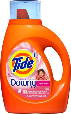 Tide Plus Downy Laundry Detergent Liquid Soap, April Fresh, 46 Fl Oz 29 Loads, 46 Fl Oz
