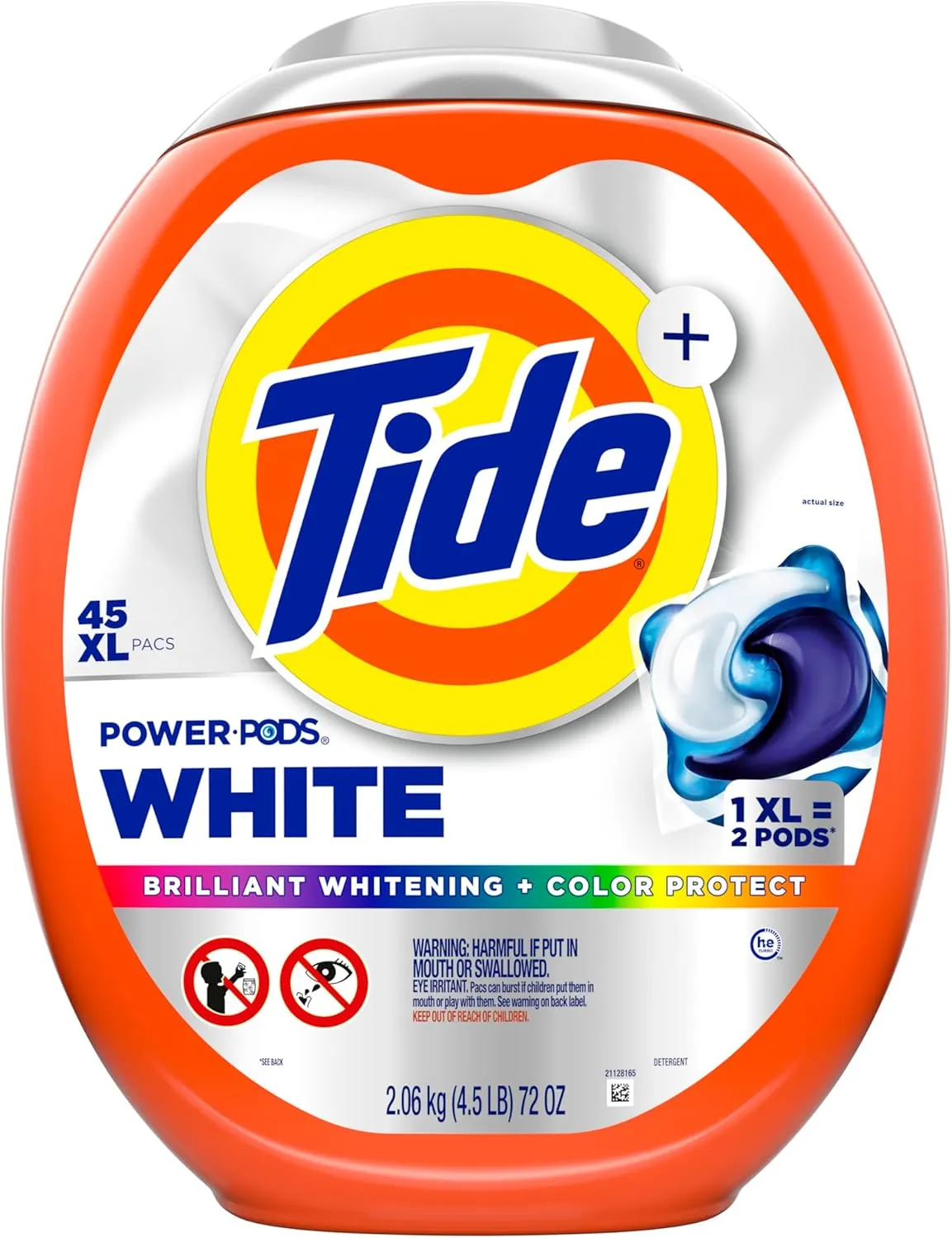 Tide Power PODS Plus Ultra OXI White and Bright Laundry Detergent, Advanced Stain Removal and Whitening Power, 45 Count, Tide Pods Laundry Detergent, Laundry Pods Detergent