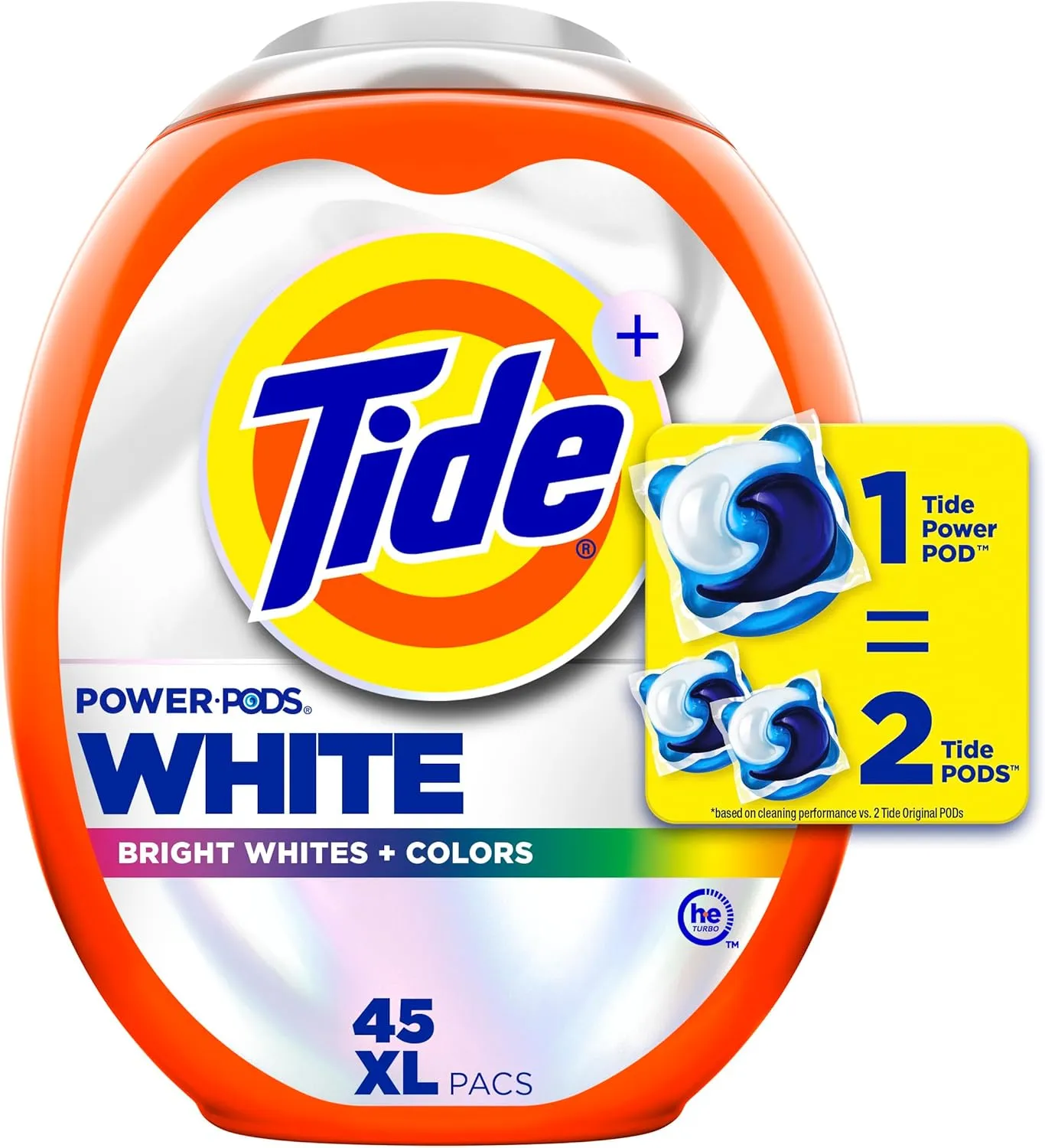 Tide Power PODS Plus Ultra OXI White and Bright Laundry Detergent, Advanced Stain Removal and Whitening Power, 45 Count, Tide Pods Laundry Detergent, Laundry Pods Detergent