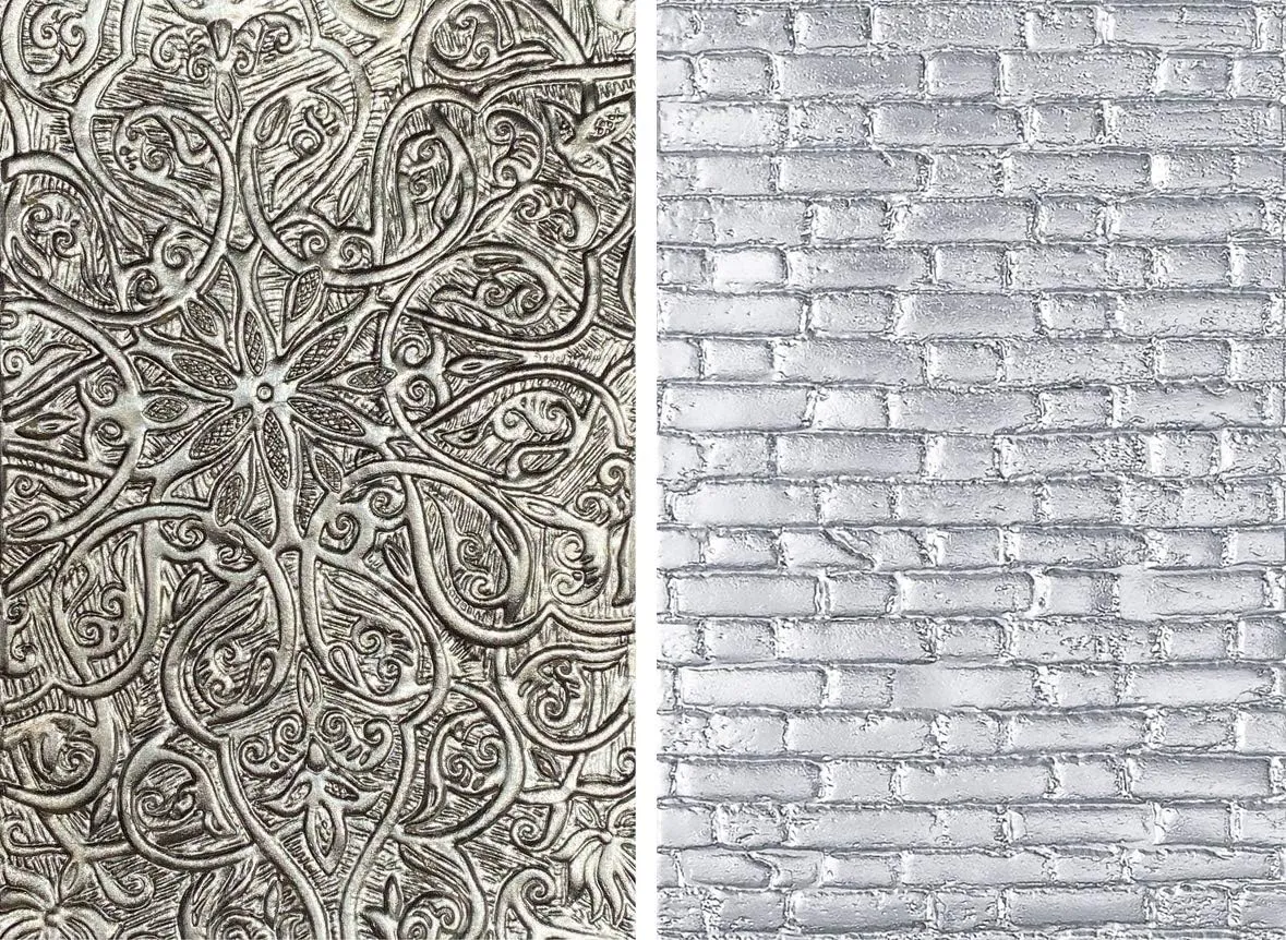 Tim Holtz Sizzix 3D Texture Fades Embossing Folders - Engraved and Brickwork - 2 Item Bundle