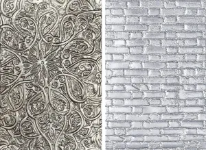 Tim Holtz Sizzix 3D Texture Fades Embossing Folders - Engraved and Brickwork - 2 Item Bundle