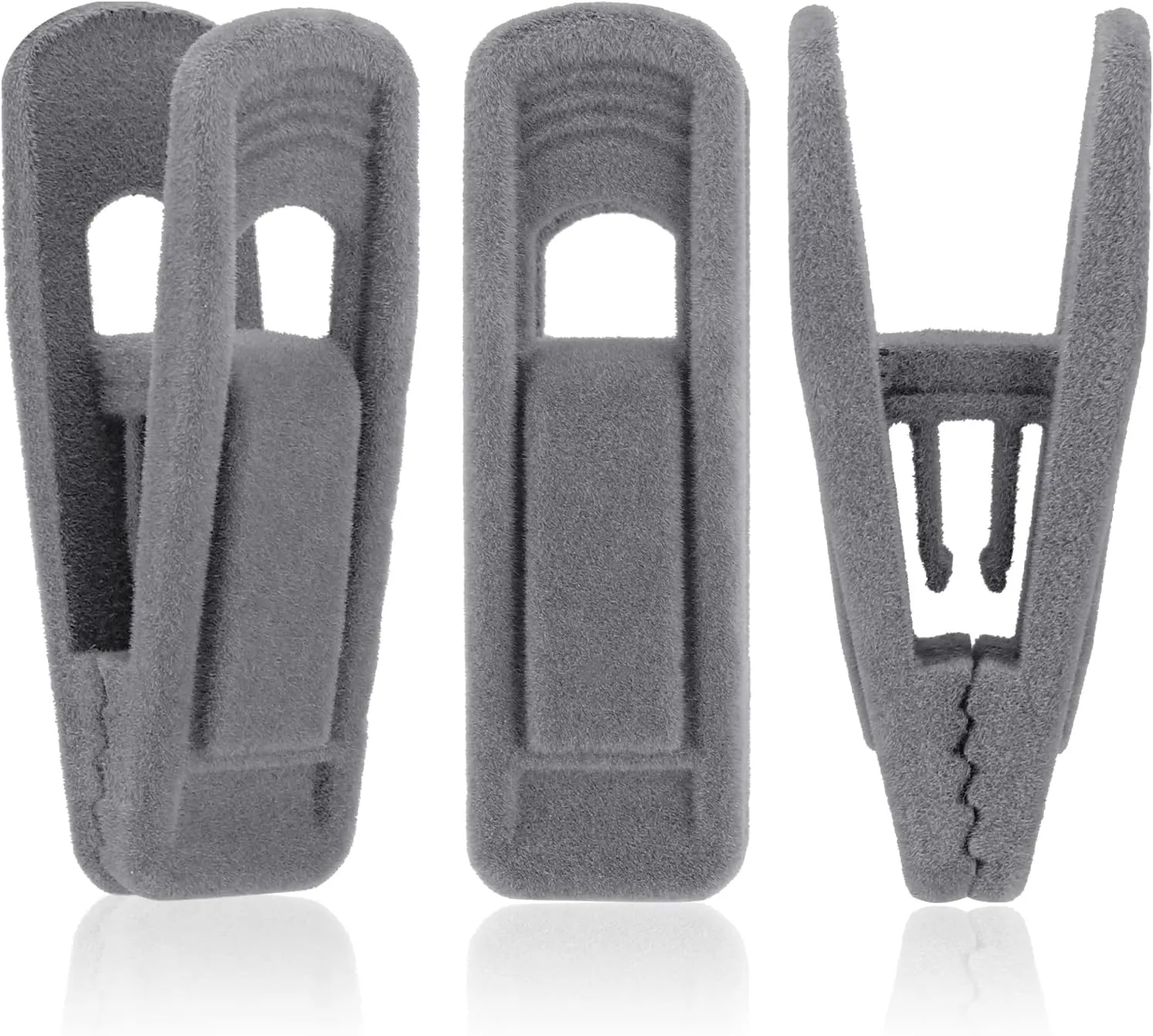 Tinfol Velvet Hanger Clips, 50Pack Gray Pants Velvet Clips, Clothes Hanger Clip, Large Opening Clothes Pin Strong Finger Flocked Clips Perfect for Use with Slim-line Clothes Velvet Hangers