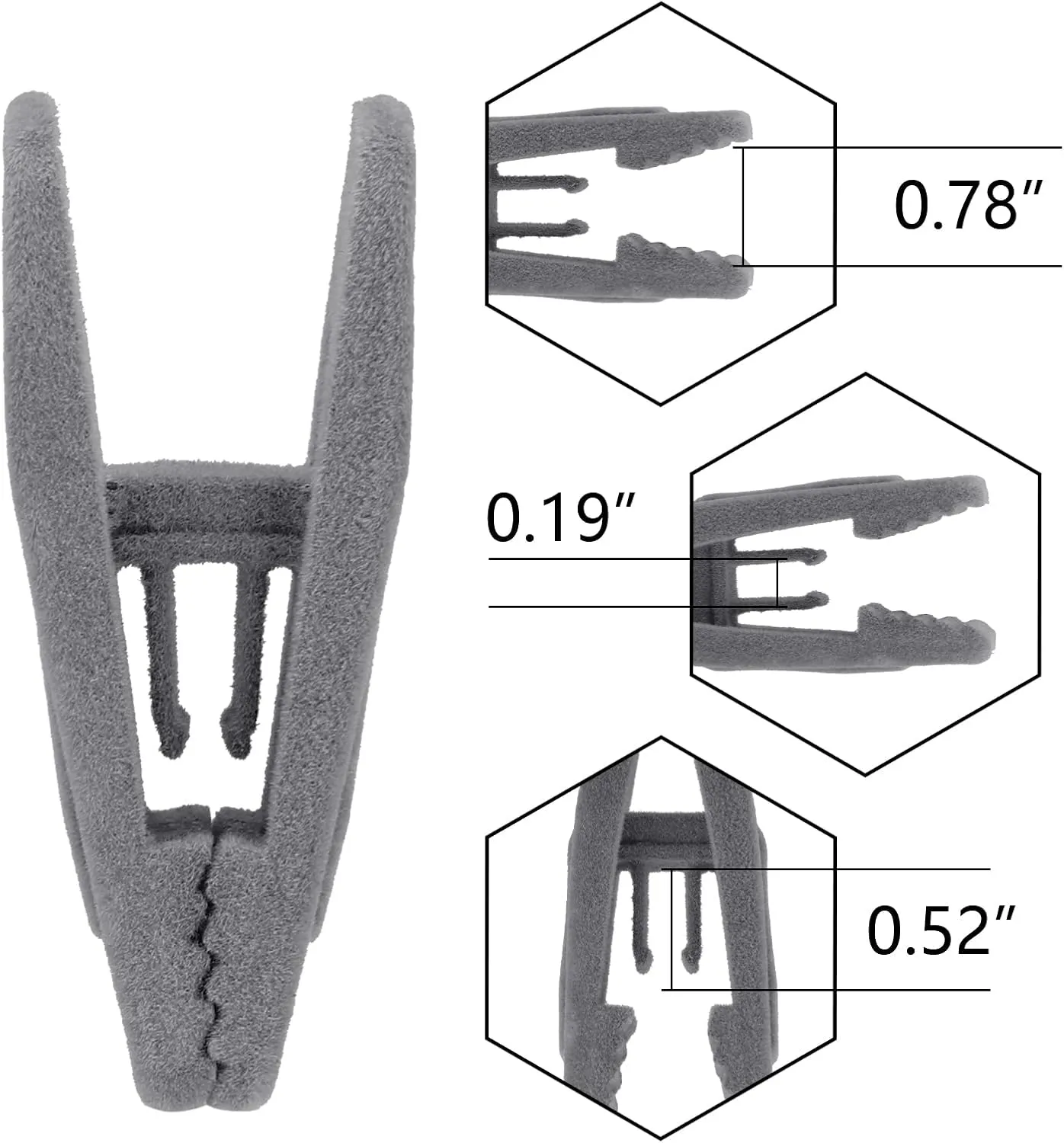 Tinfol Velvet Hanger Clips, 50Pack Gray Pants Velvet Clips, Clothes Hanger Clip, Large Opening Clothes Pin Strong Finger Flocked Clips Perfect for Use with Slim-line Clothes Velvet Hangers