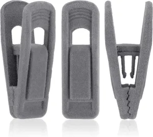 Tinfol Velvet Hanger Clips, 50Pack Gray Pants Velvet Clips, Clothes Hanger Clip, Large Opening Clothes Pin Strong Finger Flocked Clips Perfect for Use with Slim-line Clothes Velvet Hangers