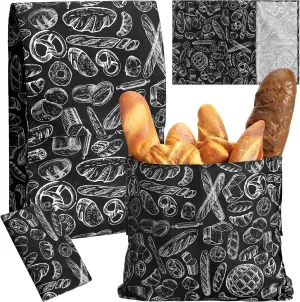 Tioncy 2 Sizes Beeswax Bread Bags for Sourdough Homemade Reusable Bread Bags Linen Storage Bag with Improved Beeswax Coating Food Wraps for Loaf Fresh Freezer Mother's Day Baker Gift(Black)