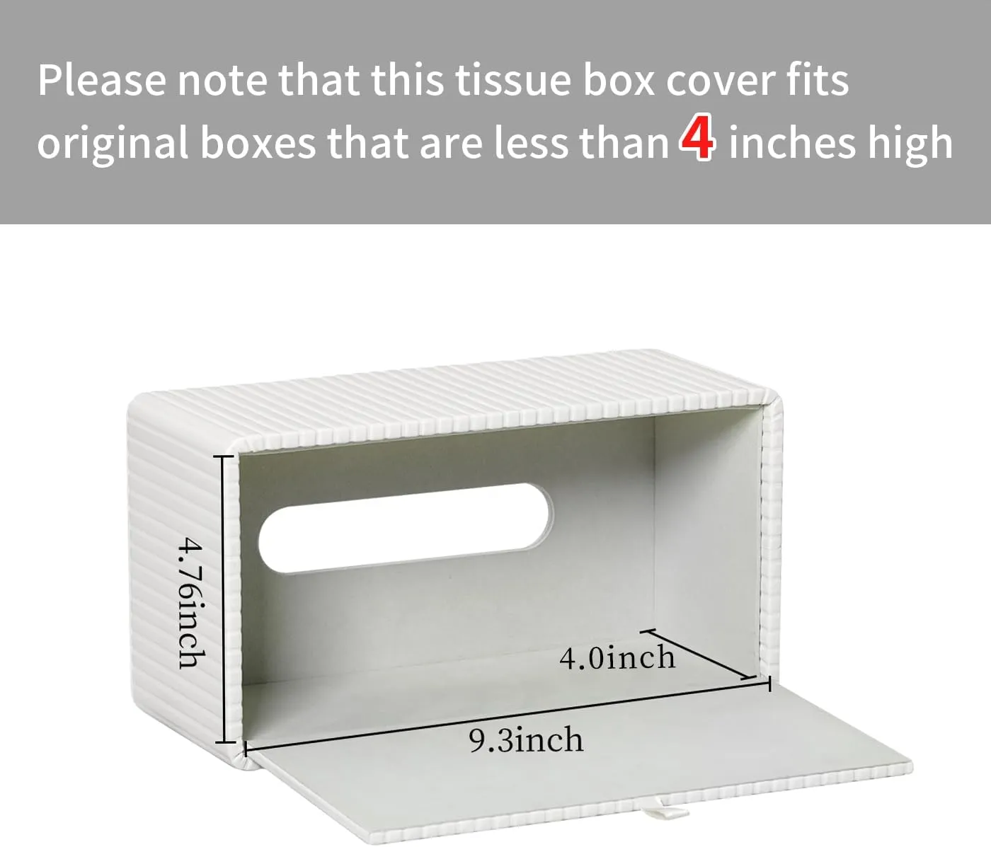Tissue Box Cover Stylish PU Leather Rectangular Tissue Box Holder with Magnetic Bottom Cover for Bathroom Bedroom or Office (Ivory)