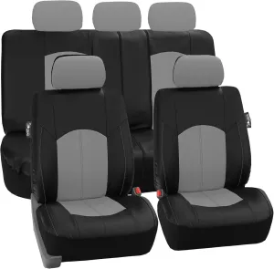 TLH Automotive Car Seat Covers PU Leather Rome Seat Covers Full Set Gray Seat Covers Airbag Compatible Split Rear Car Seat Cover Universal Fit Interior Accessories for Cars, Auto, Trucks, SUV