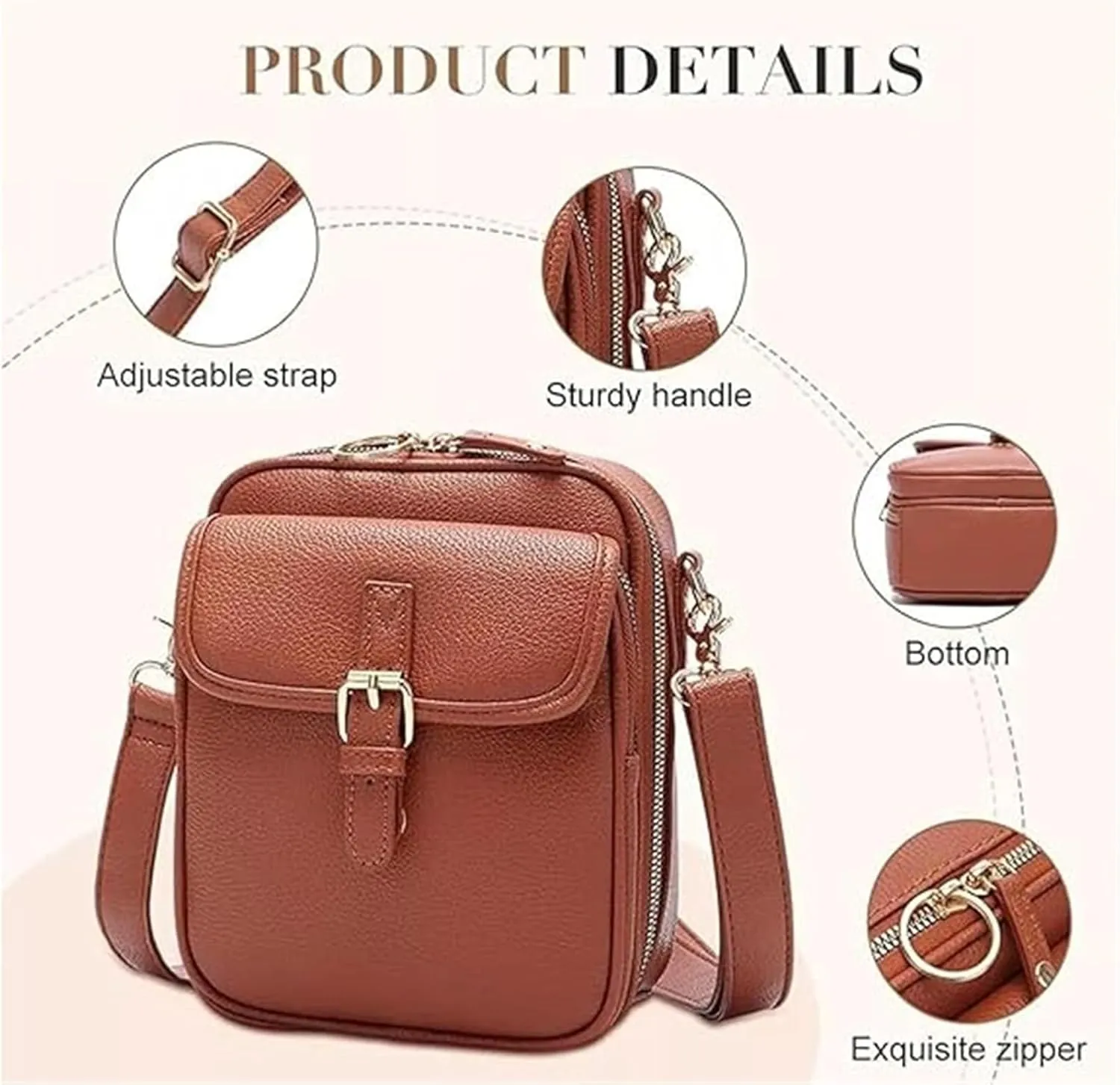 Tojoyride Crossbody Bag, Vintage Anti Theft Purse, Small Crossbody Bags for Women Adjustable Strap, 10 Card Slots