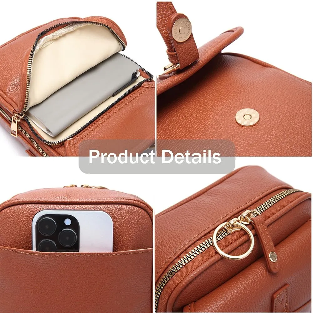 Tojoyride Crossbody Bag, Vintage Urvashi Crossbody Bag with 10 Card Slots, Women Shoulder Handbags with Anti-Theft Zipper