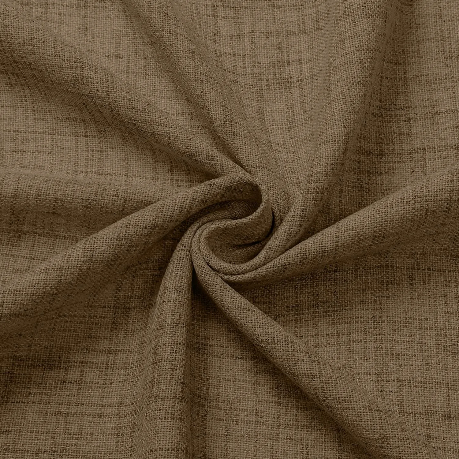 Tollpiz Short Linen Curtains Bedroom Rod Pocket Semi Sheer Curtain Burlap Light Filtering Thick Linen Drapes for Living Room, 38 x 45 inches Long, Brown, Set of 2 Panels