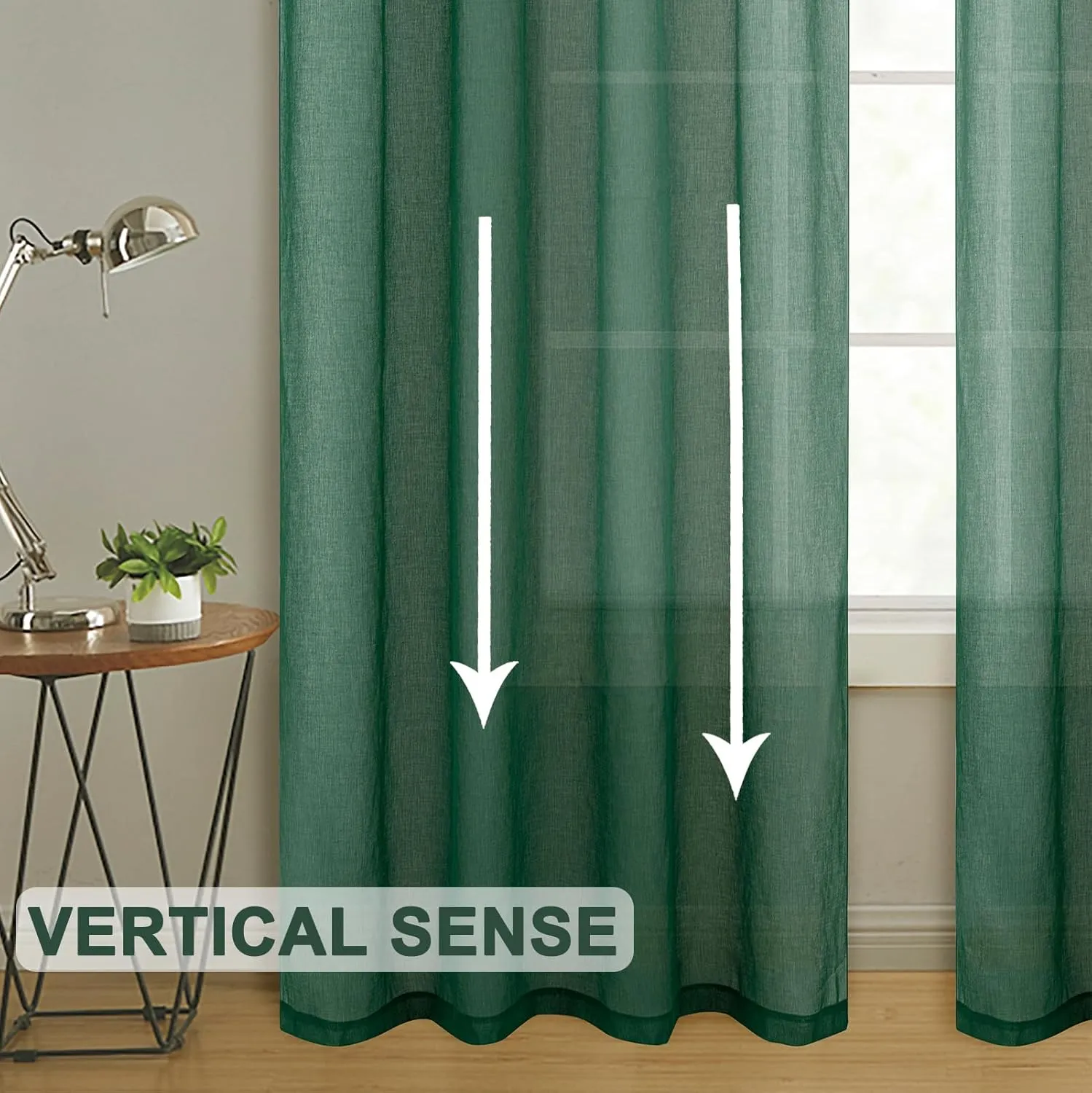 Tony's collection Christmas Hunter Green Sheer Curtains, Linen Textured Sheer Curtains Rod Pocket Window Treatment for Living Room/Bedroom/Dinning Room(52x84 inch, Hunter Green, 2 Panels)