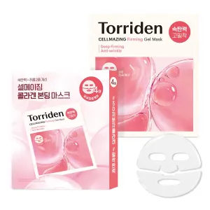 Torriden CELLMAZING Collagen Firming Gel Facial Sheet Mask (4 sheets) | Face Mask Only | 5D Collagen Complex, Amino Acid Complex, Peptide