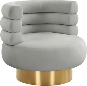 Tov Furniture Naomi Upholstered Velvet 360 Degree Swivel Chair (Grey)