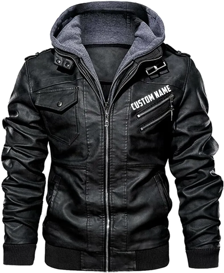 Traditional Eastern Dragon Symbol Custom With Name Motorcycle Riding PU Leather Vest Coat Jacket For Men US