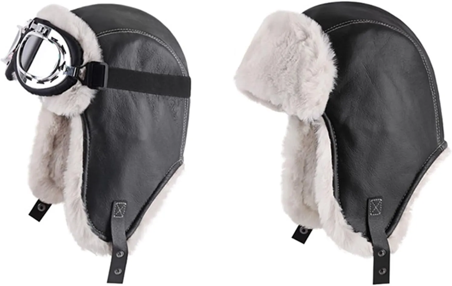 Trapper Hat Winter Hats for Men Aviator Hat with Goggles Fur Hunting Hat with Fur Ear Flaps