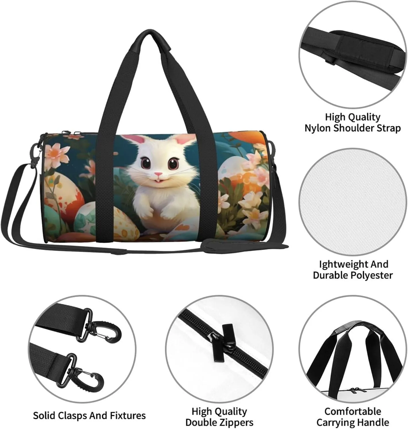 Travel Bag For Women,Cute Easter Bunny Print Personal Item Duffle Bags,Weekend Travel Duffel Tote Bag,Travel Sport Gym Bag For Men,Airplane Travel Essentials For Flying