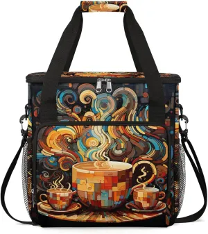Travel Coffee Maker Carrying Bag Compatible with K-Mini or K-Mini Plus, Abstract Geometry Coffee Single Cup Coffee Maker Travel Bag Portable Storage Bag with Shoulder Strap