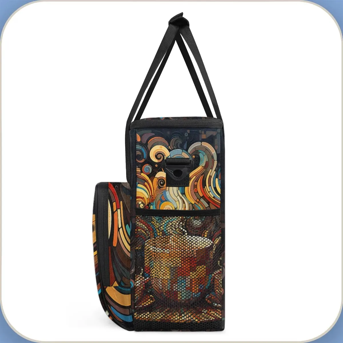 Travel Coffee Maker Carrying Bag Compatible with K-Mini or K-Mini Plus, Abstract Geometry Coffee Single Cup Coffee Maker Travel Bag Portable Storage Bag with Shoulder Strap