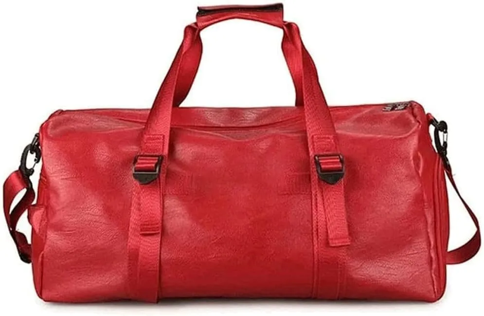 Travel Duffel Bag, Leather Duffel Bag Overnight Weekender Bag Gym Bag for Men Women (Color : Black, Size : 47 x 26 x 23 cm) (Red 47 x 26 x 23 cm)