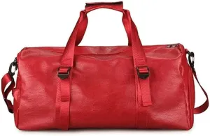 Travel Duffel Bag, Leather Duffel Bag Overnight Weekender Bag Gym Bag for Men Women (Color : Black, Size : 47 x 26 x 23 cm) (Red 47 x 26 x 23 cm)
