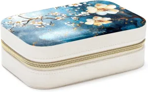 Travel Jewelry Box for Women Girls, Art Abstract Flowers Branches Jewelry Organizer Case for Necklace, Stud Earrings, Ring, Bracelets Storage Boxes