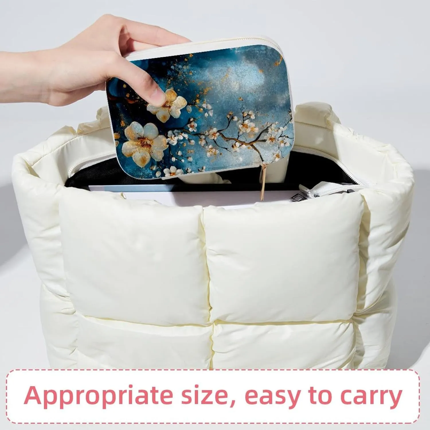 Travel Jewelry Box for Women Girls, Art Abstract Flowers Branches Jewelry Organizer Case for Necklace, Stud Earrings, Ring, Bracelets Storage Boxes