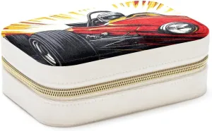 Travel Jewelry Box for Women Girls, Racer Race Car Pattern Jewelry Organizer Case for Necklace, Stud Earrings, Ring, Bracelets Storage Boxes