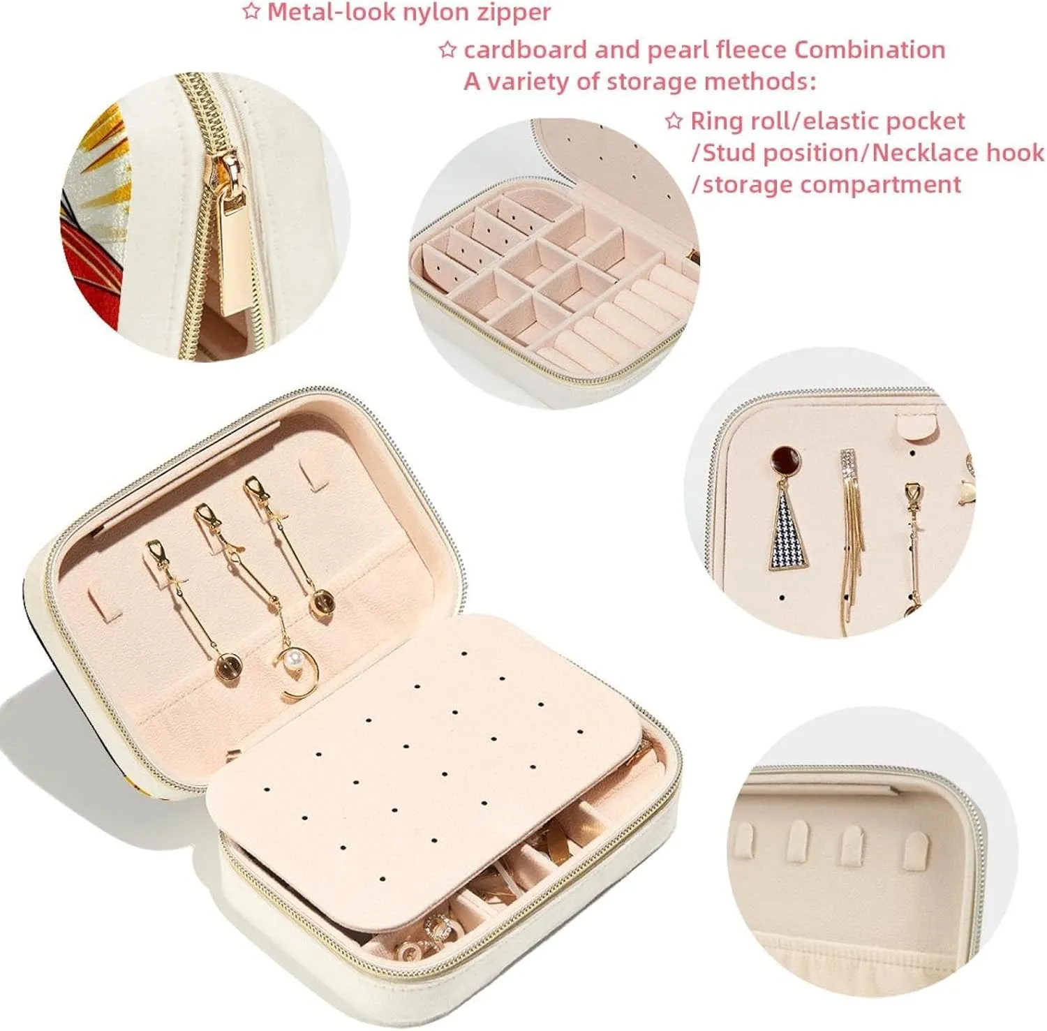 Travel Jewelry Box for Women Girls, Racer Race Car Pattern Jewelry Organizer Case for Necklace, Stud Earrings, Ring, Bracelets Storage Boxes