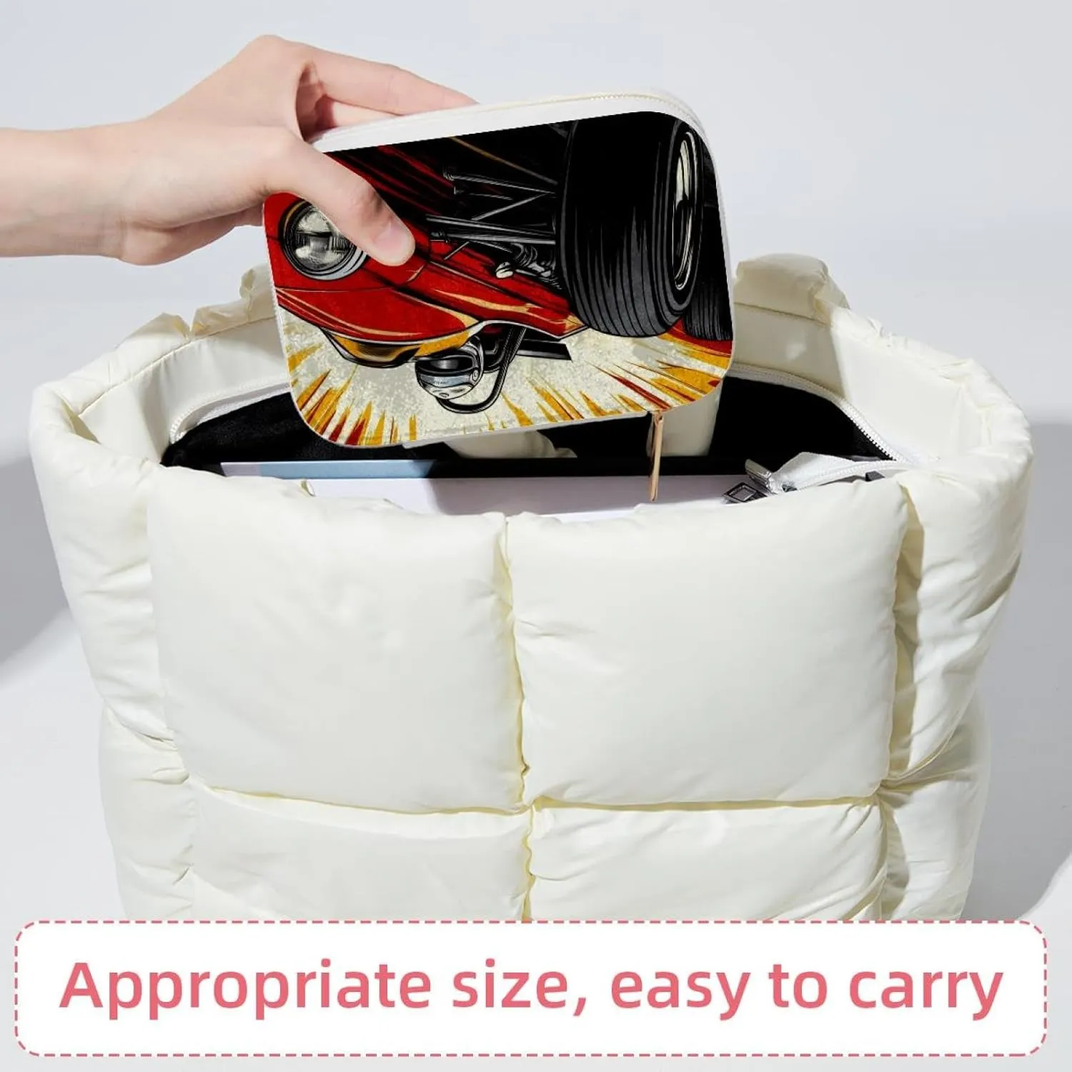 Travel Jewelry Box for Women Girls, Racer Race Car Pattern Jewelry Organizer Case for Necklace, Stud Earrings, Ring, Bracelets Storage Boxes