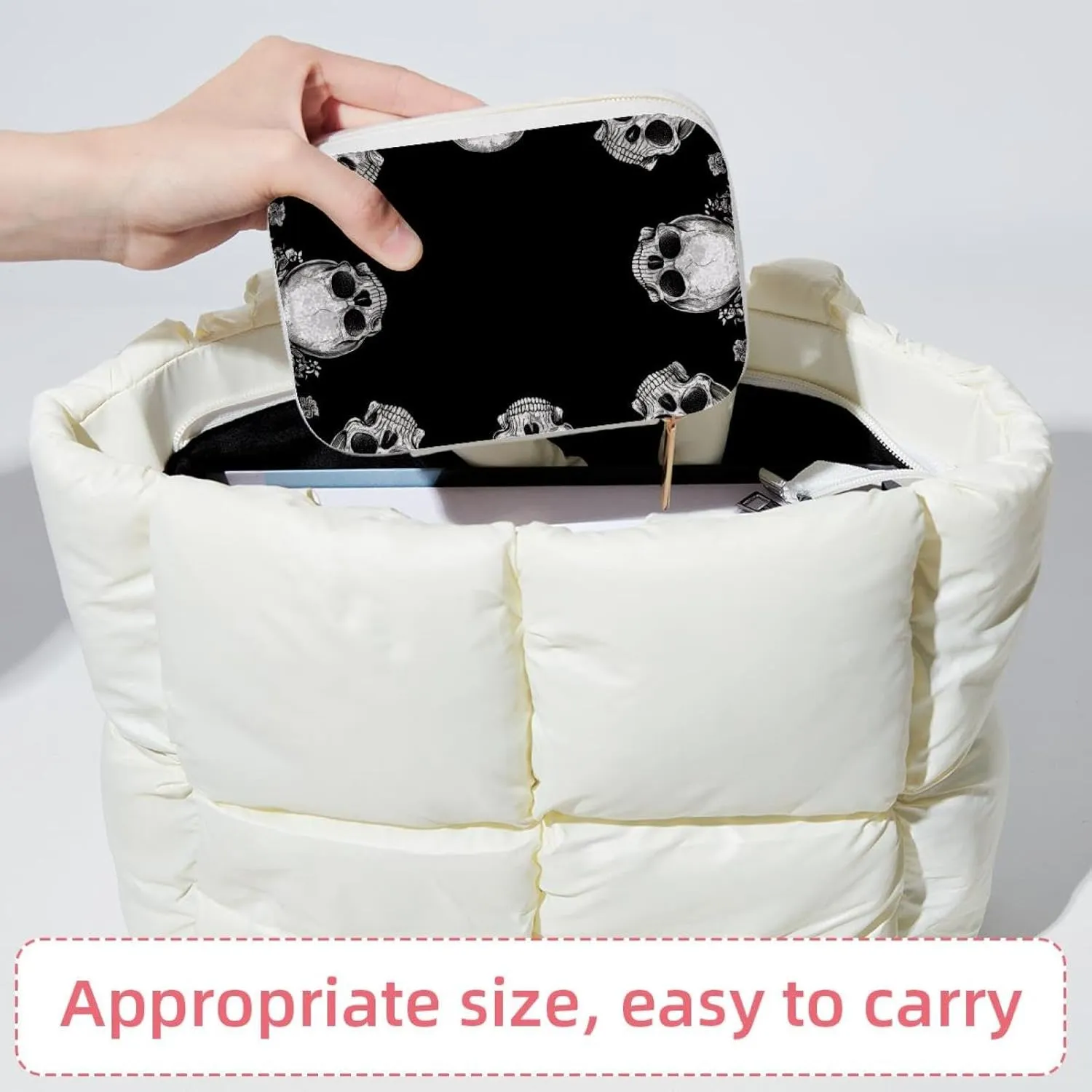 Travel Jewelry Box for Women Girls, Skulls Aesthetic Pattern Jewelry Organizer Case for Necklace, Stud Earrings, Ring, Bracelets Storage Boxes