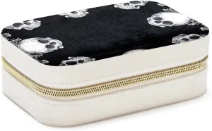Travel Jewelry Box for Women Girls, Skulls Aesthetic Pattern Jewelry Organizer Case for Necklace, Stud Earrings, Ring, Bracelets Storage Boxes