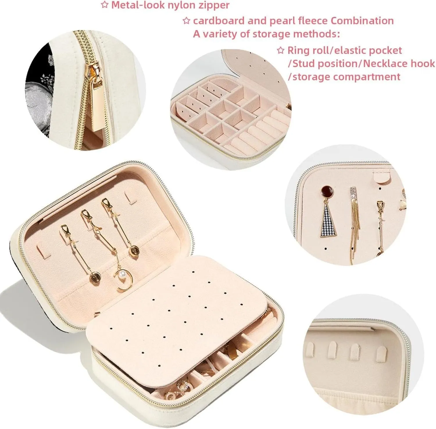 Travel Jewelry Box for Women Girls, Skulls Aesthetic Pattern Jewelry Organizer Case for Necklace, Stud Earrings, Ring, Bracelets Storage Boxes