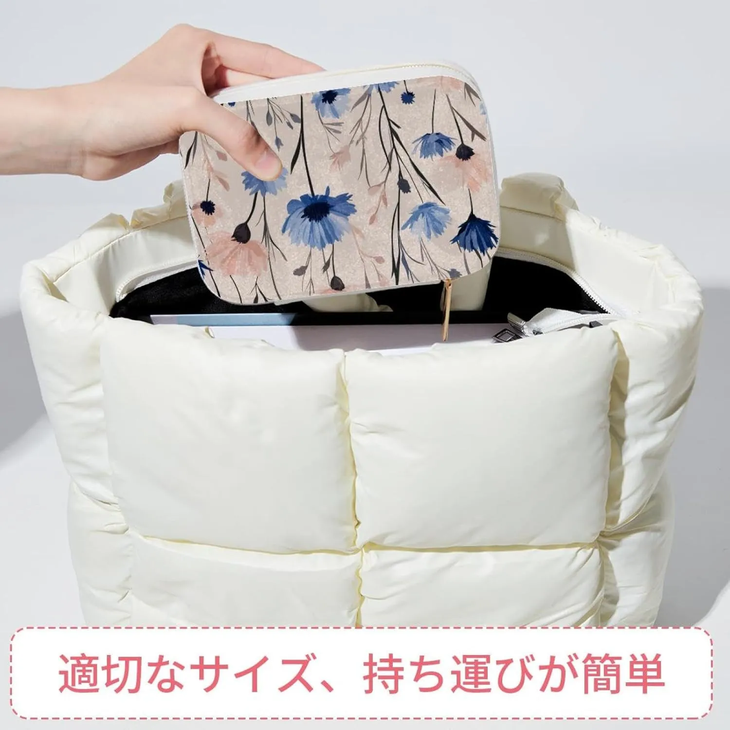 Travel Jewelry Case for Women Girls, 2 Layer Jewelry Organizer Portable Jewelry Storage Display Holder for Necklace Stud Earrings Ring - Cute Natural Cornflowers Field Flowers