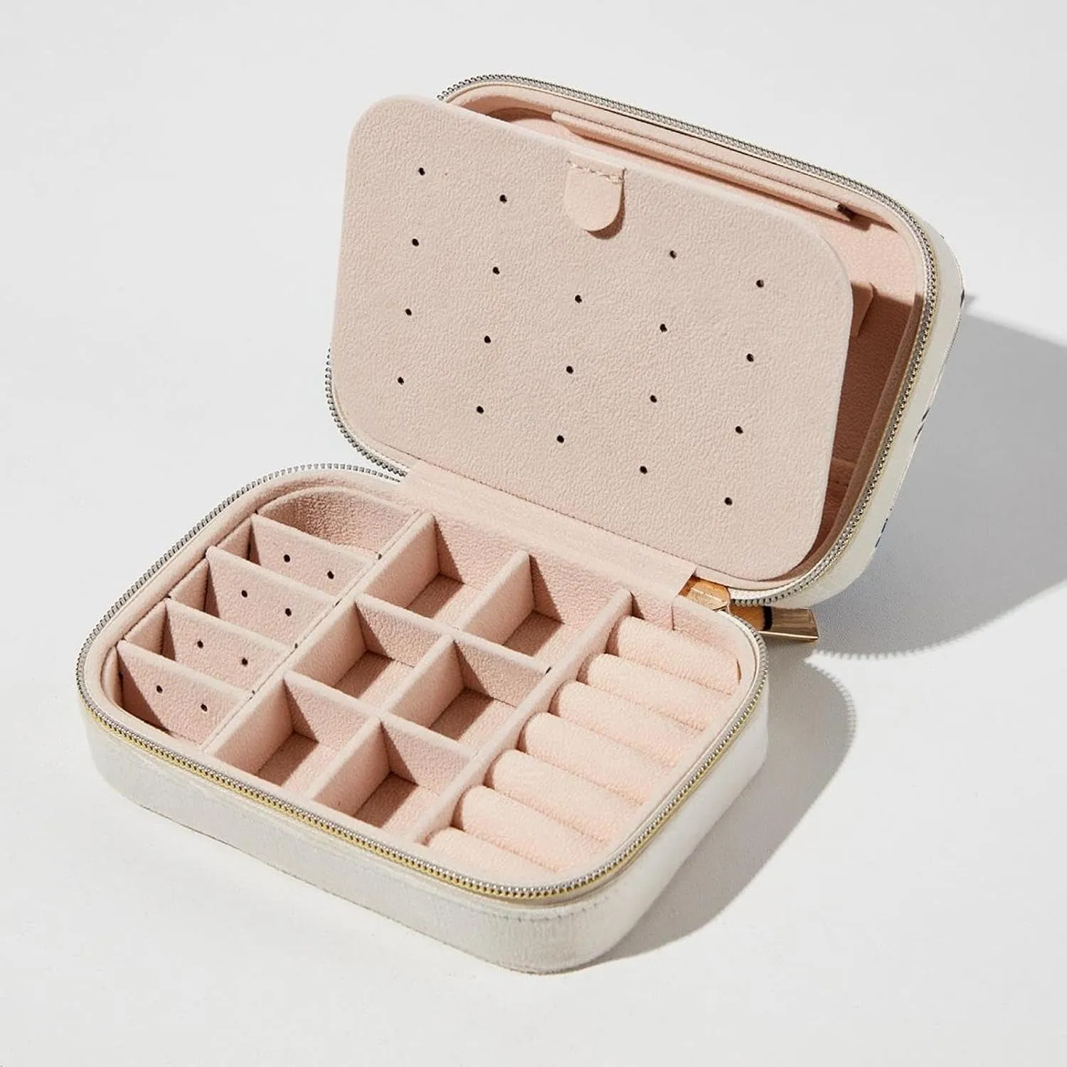 Travel Jewelry Case for Women Girls, 2 Layer Jewelry Organizer Portable Jewelry Storage Display Holder for Necklace Stud Earrings Ring - Cute Natural Cornflowers Field Flowers