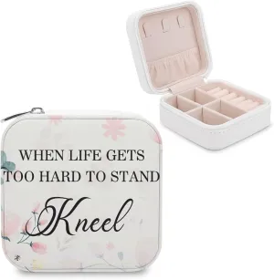 Travel Jewelry Organizer Case, Jewelry Storage Bag for Women Necklace, Earrings, Rings, Bracelet, Gifts for Mom, Girlfriend, When Life Gets To Stand Kneel