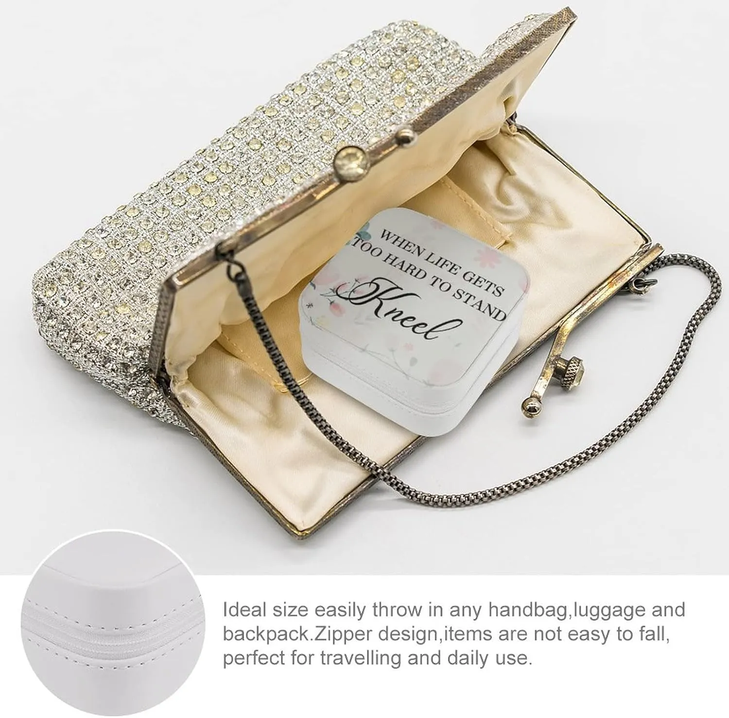 Travel Jewelry Organizer Case, Jewelry Storage Bag for Women Necklace, Earrings, Rings, Bracelet, Gifts for Mom, Girlfriend, When Life Gets To Stand Kneel