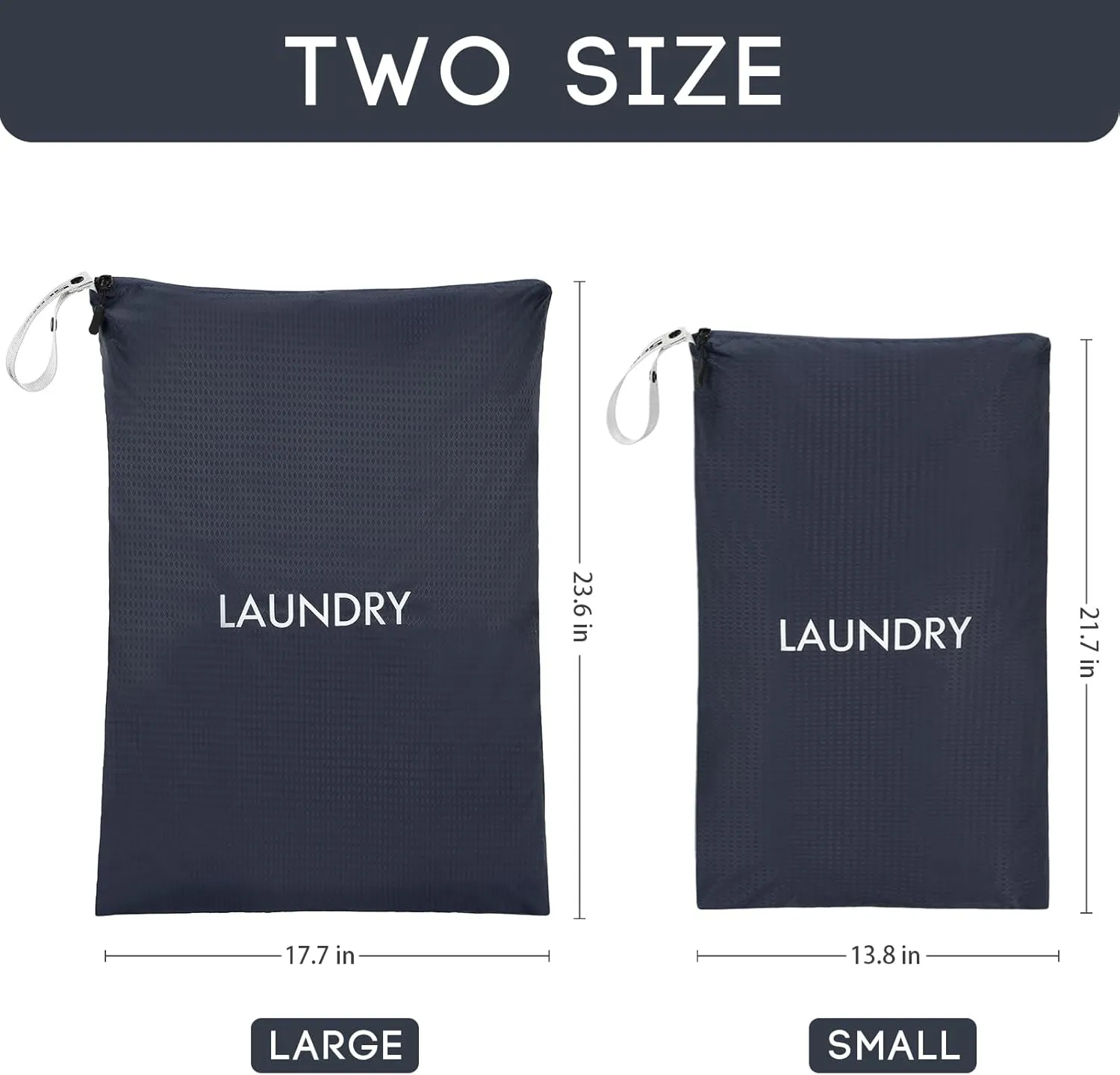 Travel Laundry Bag (2 Pcs - Large   Small) - Foldable Waterproof Washable Wet Dry Bag for Gym, Swimming, Yoga, and Workout Perfect for Dirty Clothes, Bathing Suits, Travel Accessories - Navy Blue