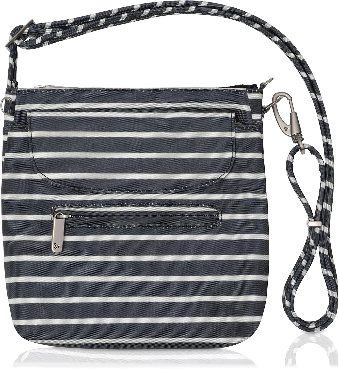 Travelon Anti-Theft Classic Mini Shoulder Bag (Black w/White Stripe - Exclusive Color)