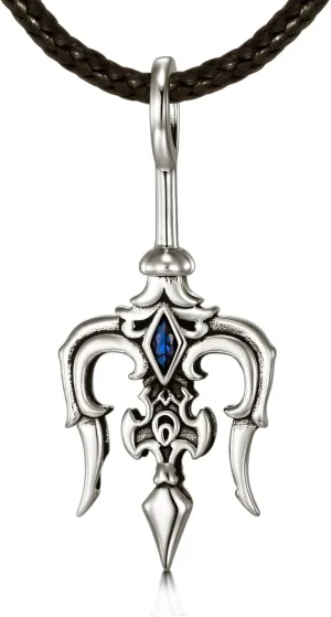 Trident Necklace Sterling Silver Poseidon Trident Pendant Goth Jewelry PoseidonNecklace for Men